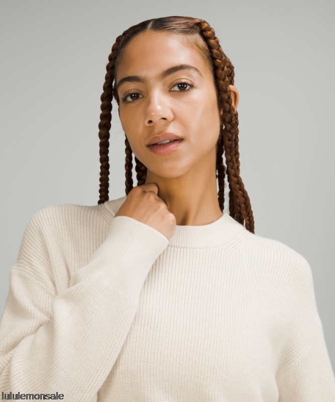 Lululemon Damen DELULU466 | Lululemon Deutschland Gerippter Rundhalspullover Aus Einer Merinowollmischung In White Opal